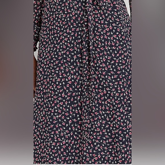 LAUREN Ralph Lauren black pink Floral‎ Georgette long sleeve Dress size 0 new - Picture 5 of 8